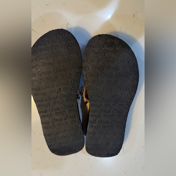 Grazie Leather Animal Print/ Pink/ white Rhinestone details Sandals size 8.5 - Picture 7 of 8